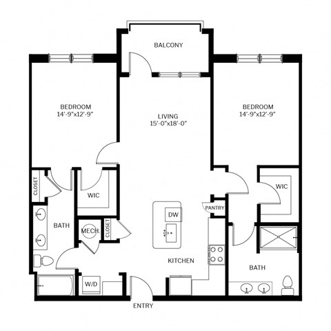 The Shirley Apartments Odenton MD Mahogany 2-Bedroom Floor Plan A at The Shirley Apartments , Odenton, Maryland,MD